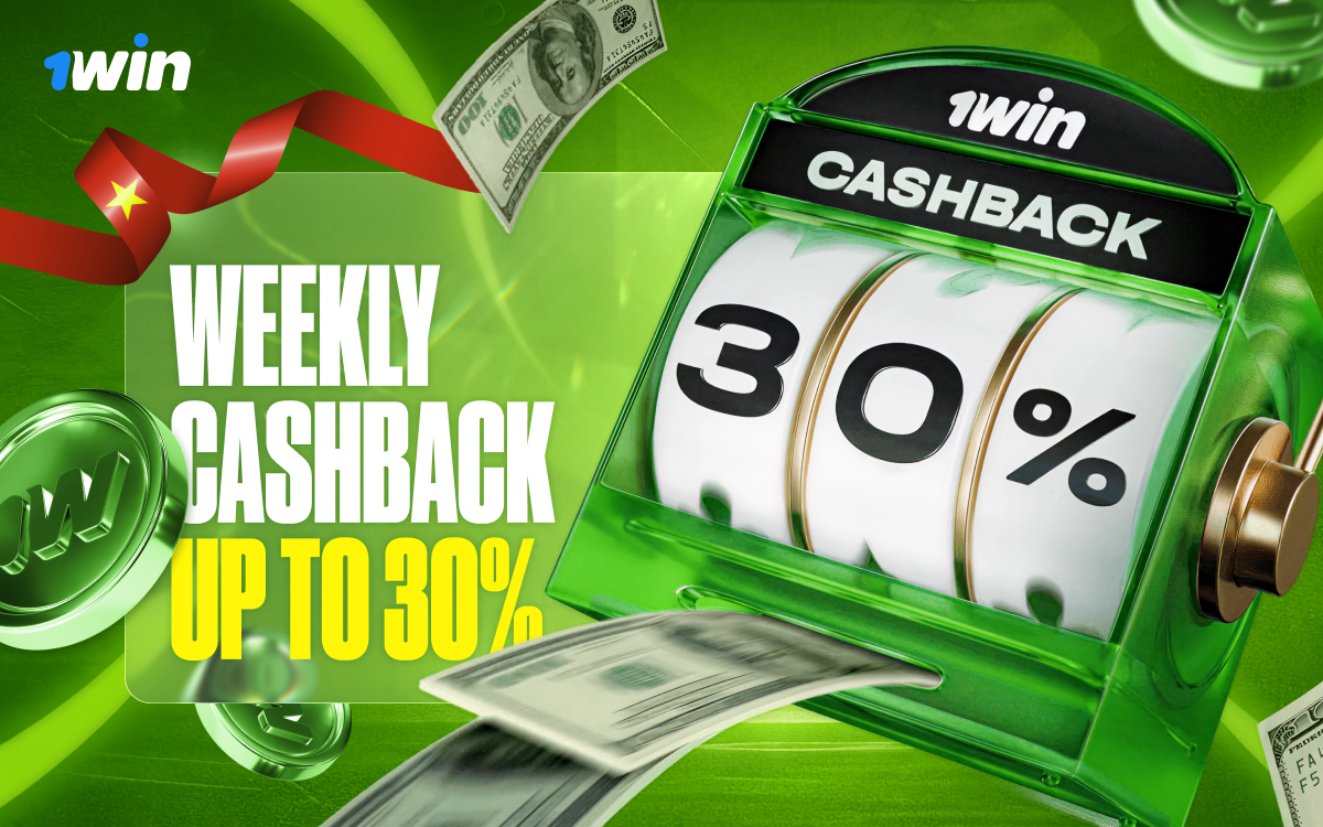 1win Weekly Cashback 30% Get weekly cashback up to 30% on 1win.
